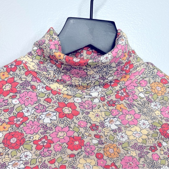 H&M Pink and Green Multi Turtleneck Floral Ribbed Bodysuit Size S - Picture 3 of 9